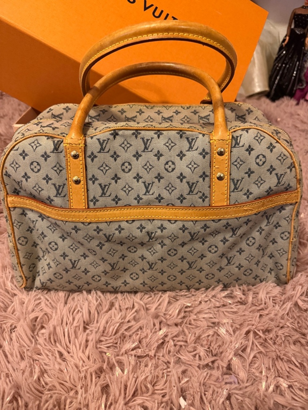 Louis Vuitton Monogram Denim Satchel in Blue and Tan Leather Trim
